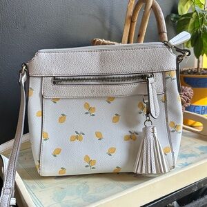 St. John's Bay White and Yellow Lemon Print Crossbody Bag